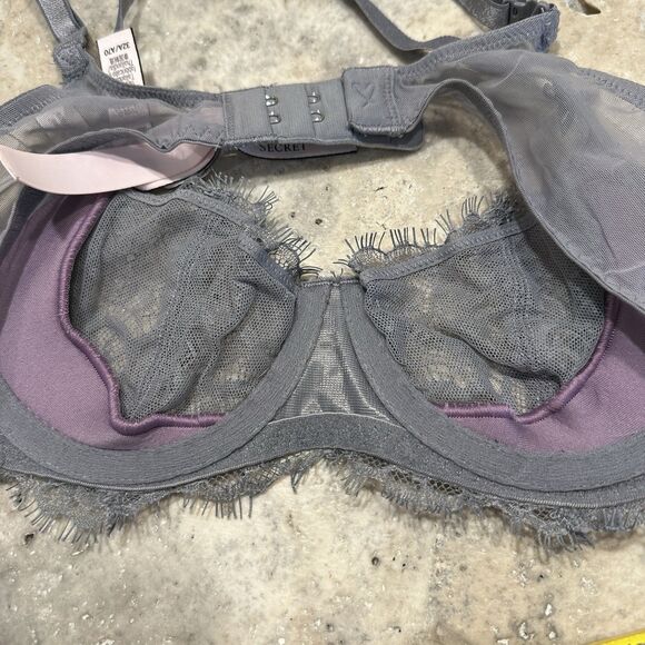 Victoria's Secret Dream Angels Push-Up Without Padding Grey Lace Bra 32A - Picture 9 of 9